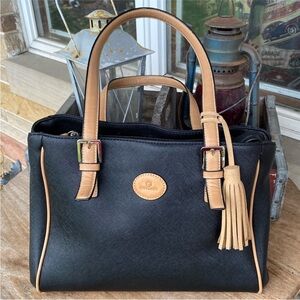 Giani Bernini Black And‎ Tan Vegan Leather Satchel